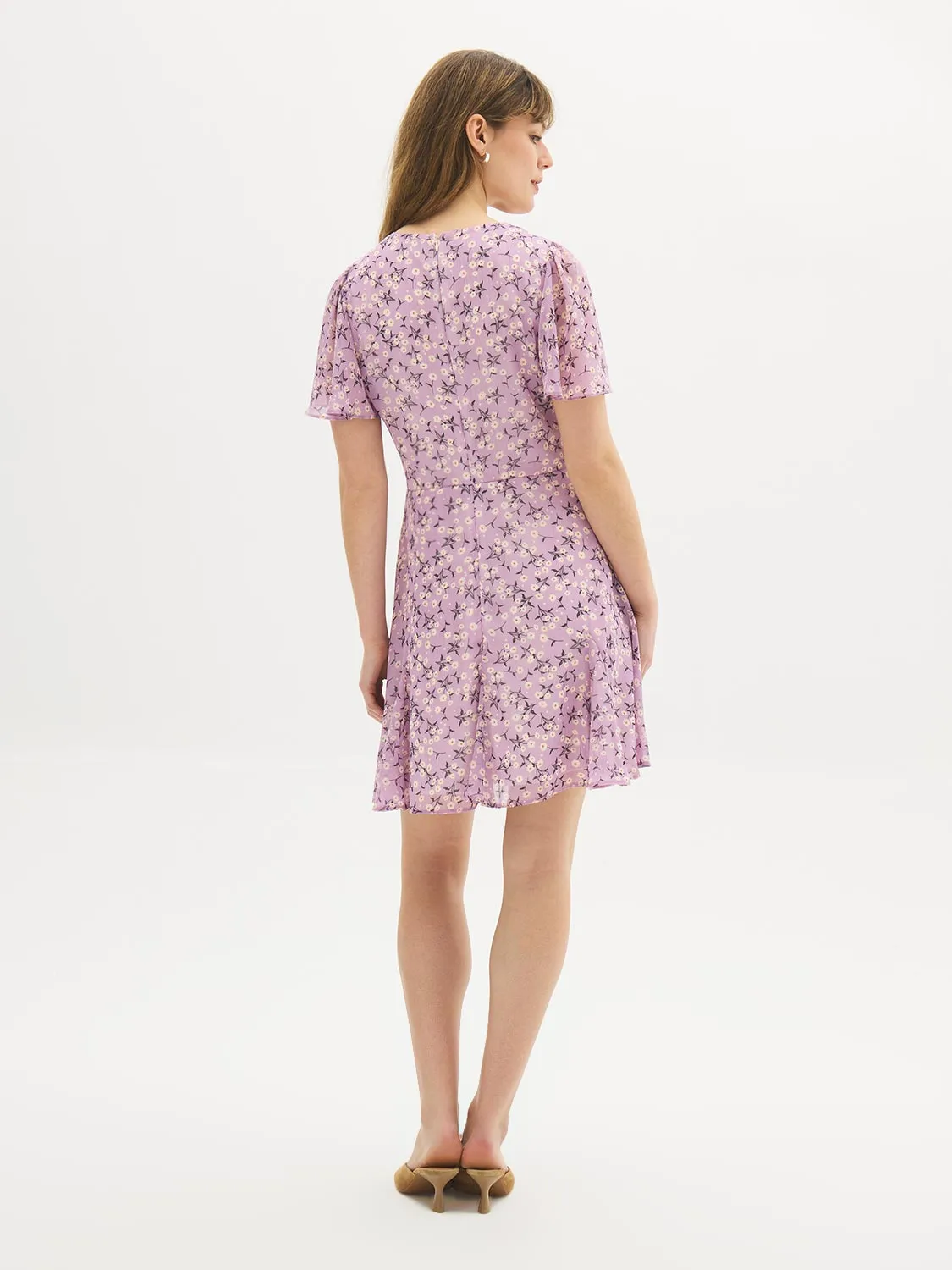 Printed Flutter Sleeve Mini Dress sold by Suzy Shier product image thumbnail 4