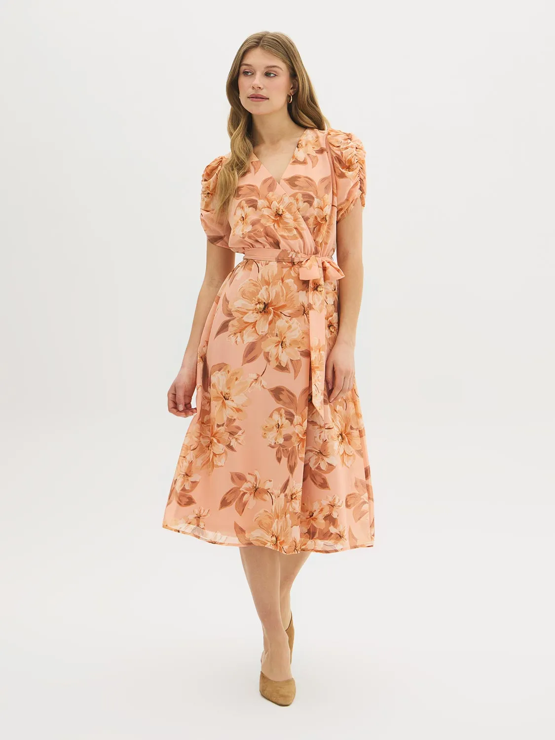 Printed Wrap-Front Midi Dress sold by Suzy Shier product image thumbnail 2