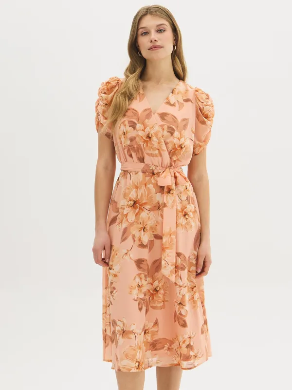 Printed Wrap-Front Midi Dress made by Suzy Shier