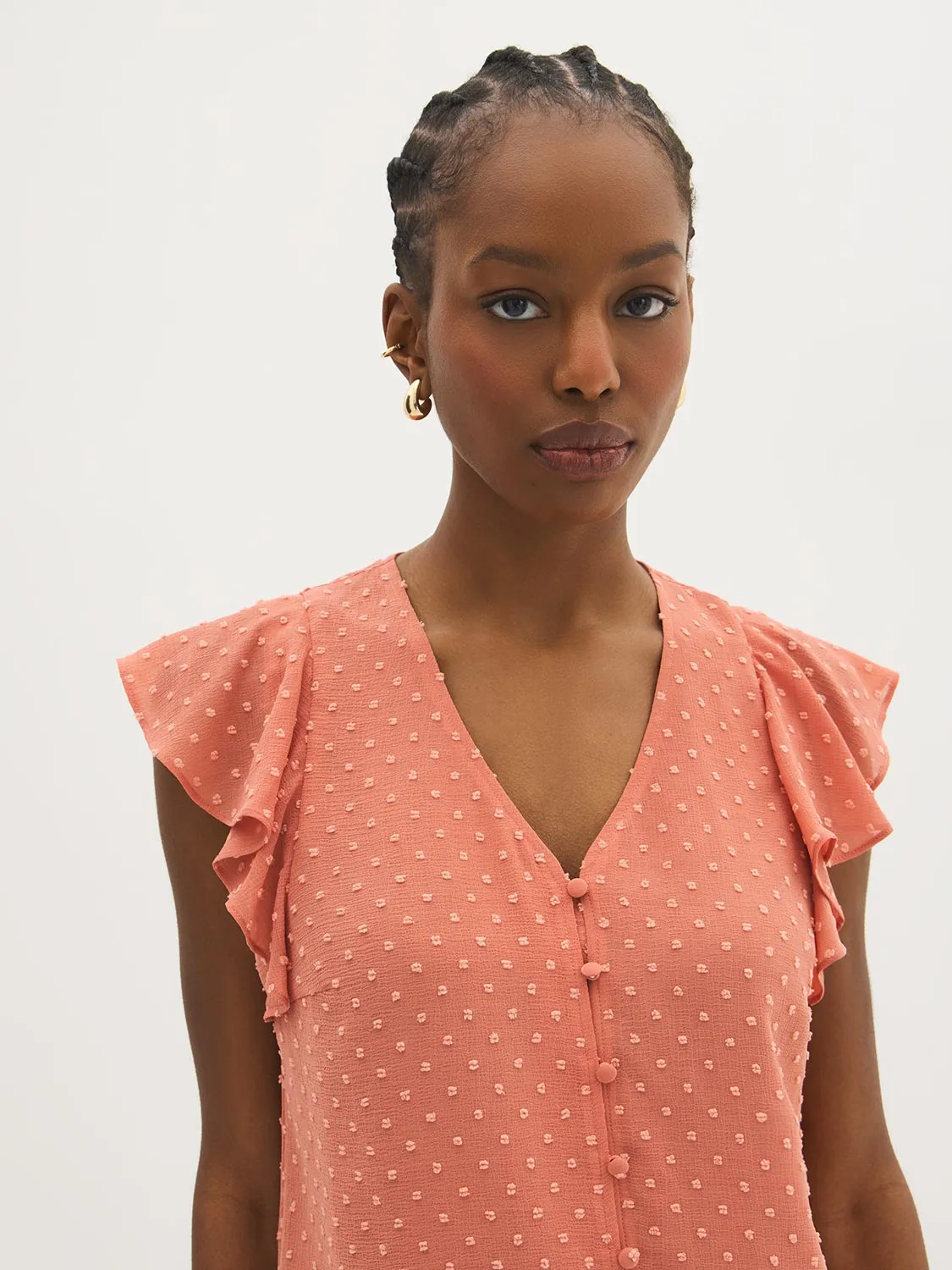 Ruffle Sleeve V-Neck Blouse sold by Suzy Shier product image thumbnail 2