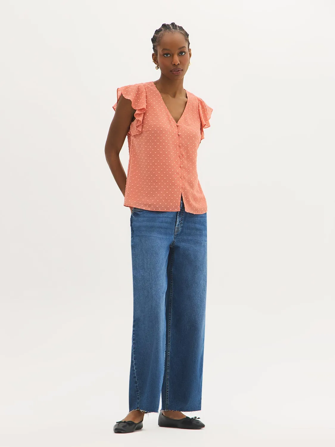 Ruffle Sleeve V-Neck Blouse sold by Suzy Shier product image thumbnail 3