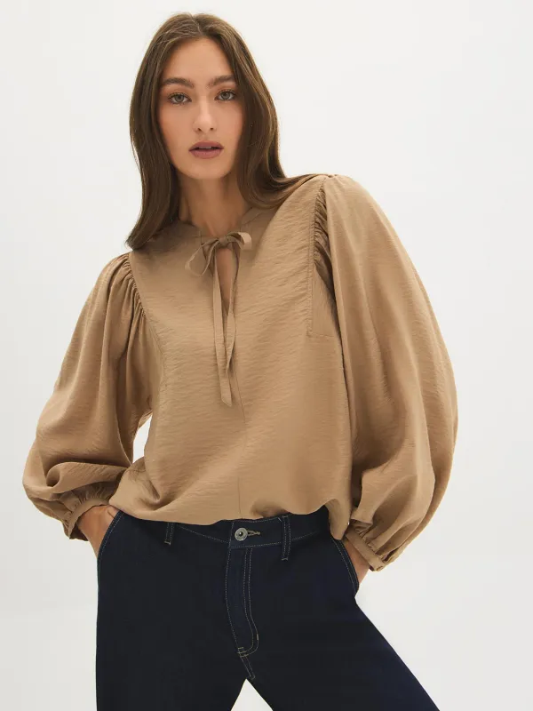 Tie-Neck Long Sleeve Blouse made by Suzy Shier