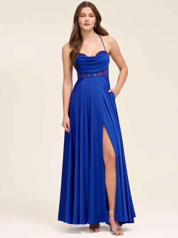 Bustier Satin Gown With Rhinestones made by Suzy Shier