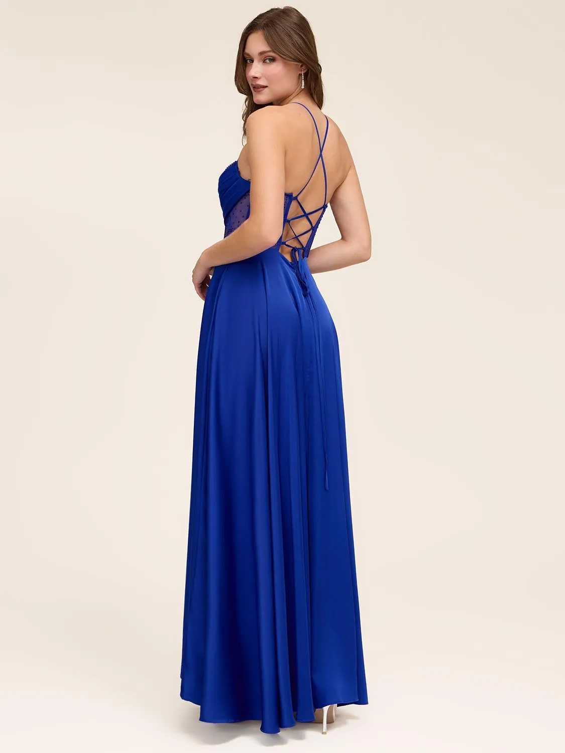 Bustier Satin Gown With Rhinestones sold by Suzy Shier product image thumbnail 2