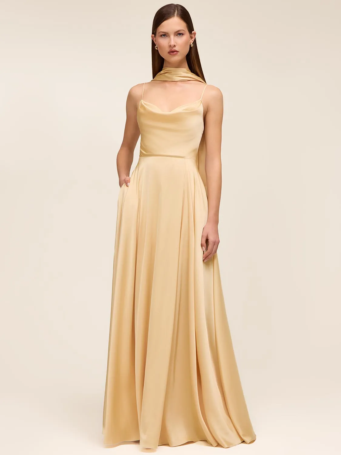 Satin Gown With Scarf sold by Suzy Shier product image thumbnail 4