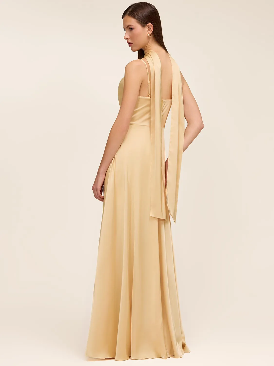 Satin Gown With Scarf sold by Suzy Shier product image thumbnail 5
