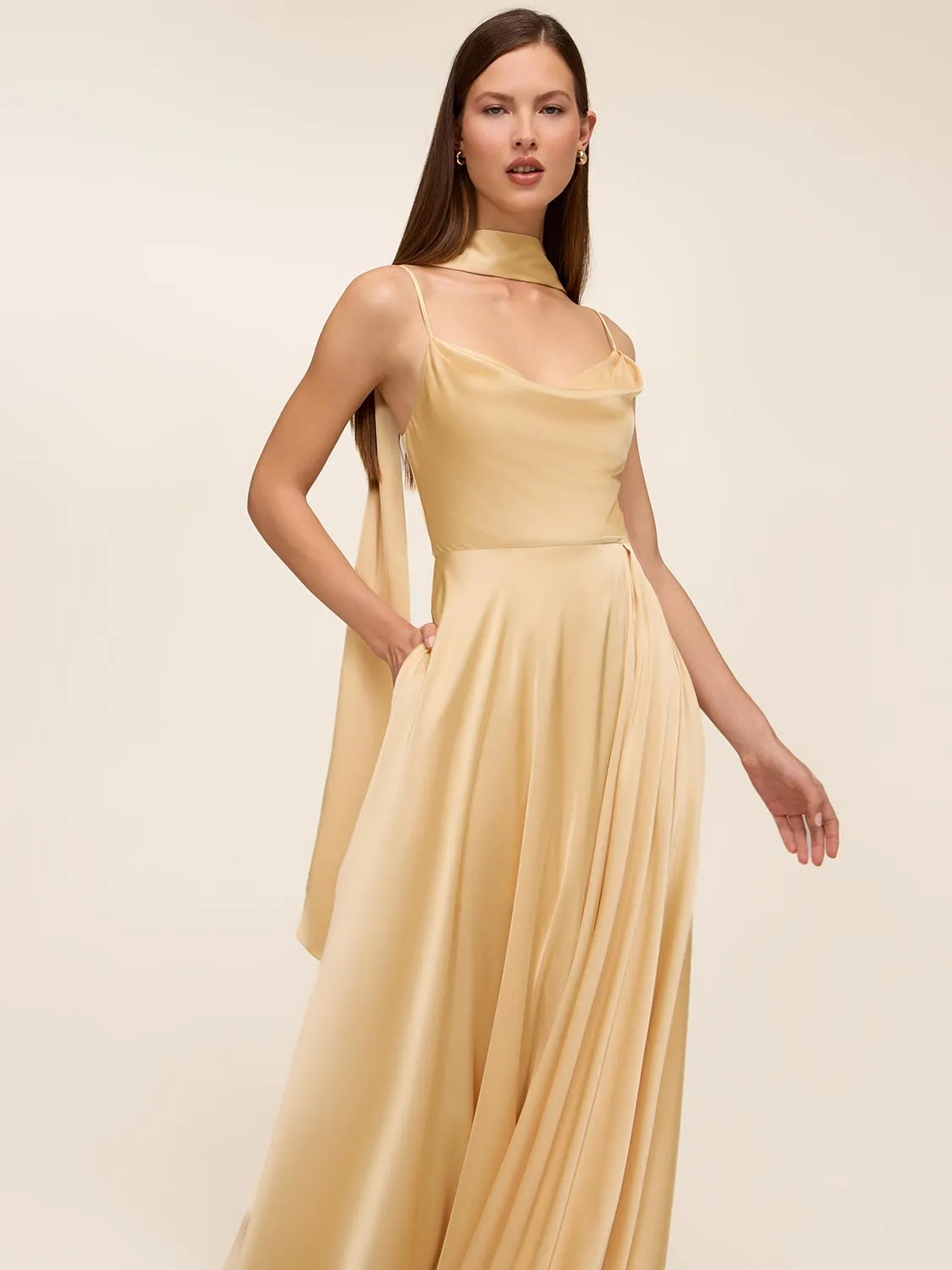 Satin Gown With Scarf sold by Suzy Shier product image thumbnail 2