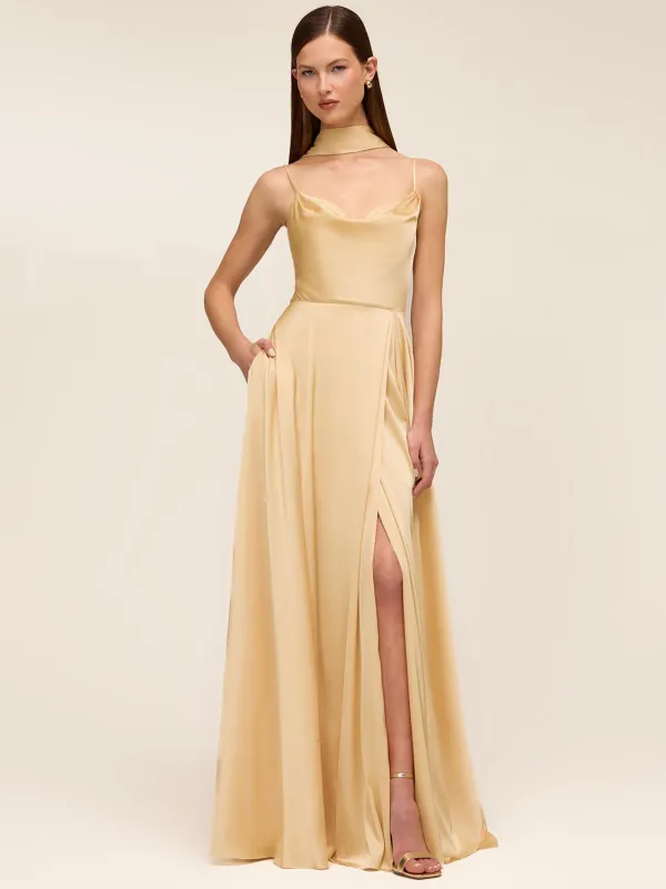 Satin Gown With Scarf made by Suzy Shier