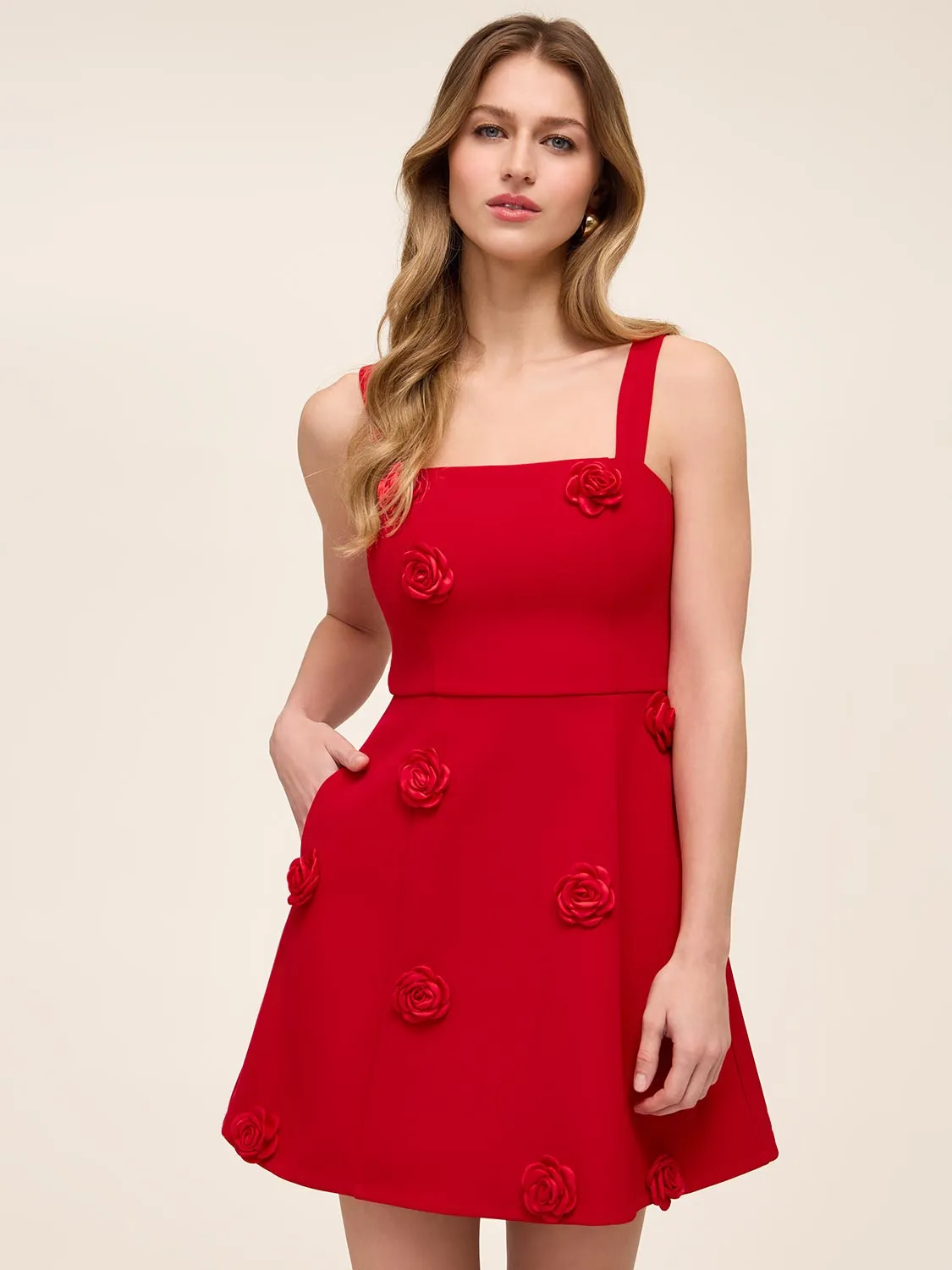 A-Line Mini Dress With Rosette Appliqués sold by Suzy Shier product image thumbnail 2