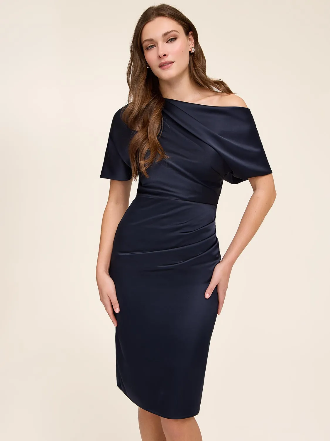 Satin Dress With Asymmetric Neckline sold by Suzy Shier product image thumbnail 4