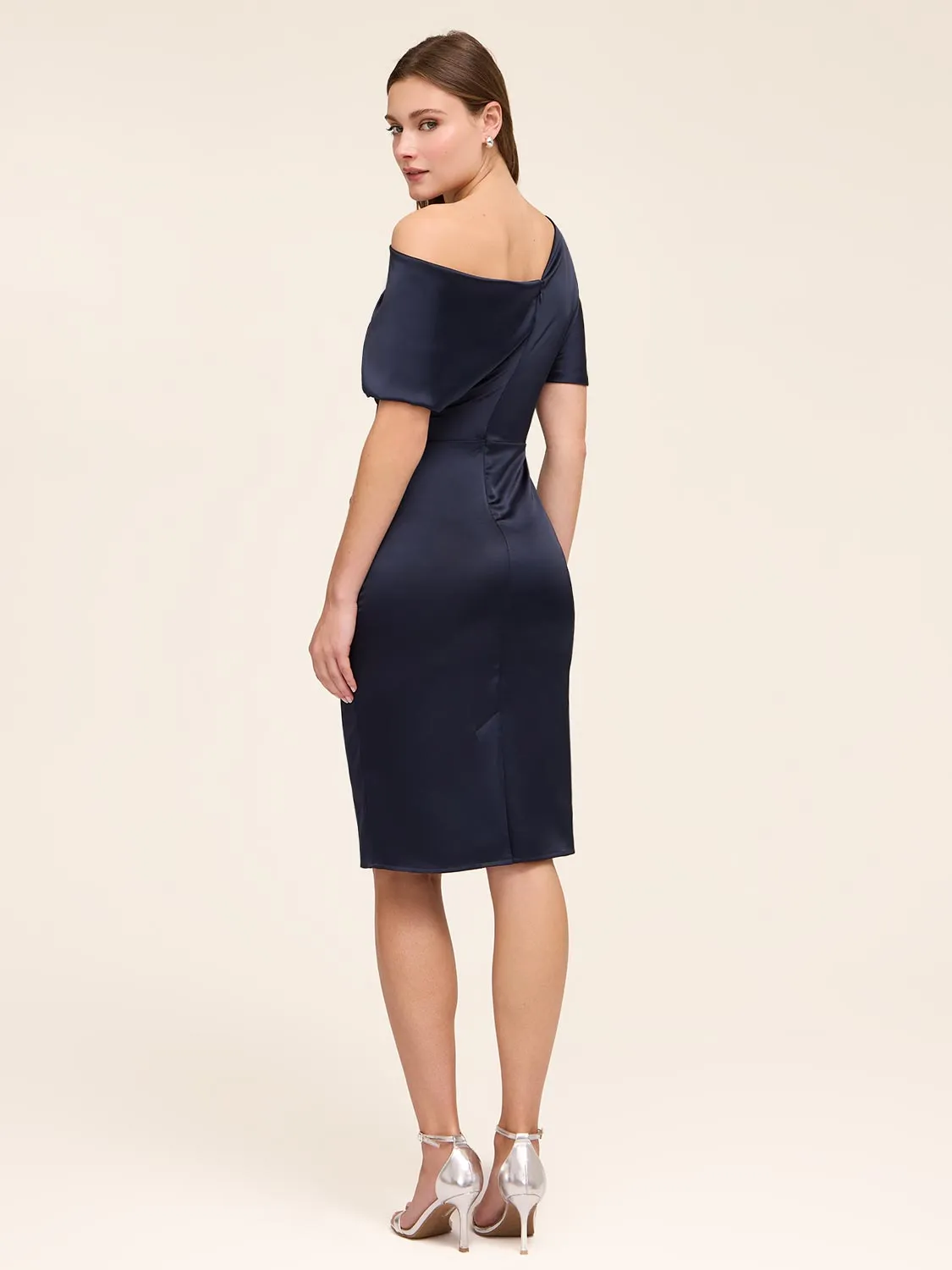 Satin Dress With Asymmetric Neckline sold by Suzy Shier product image thumbnail 3