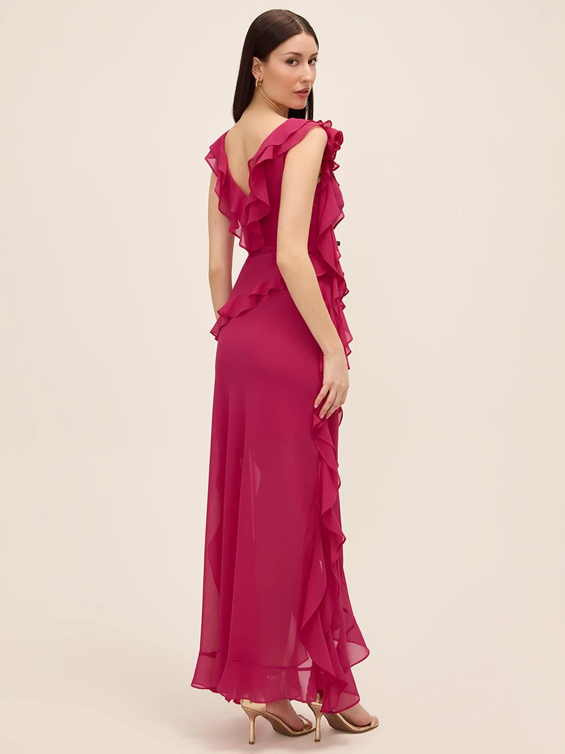 Tiered Chiffon Ruffle Gown sold by Suzy Shier product image thumbnail 5