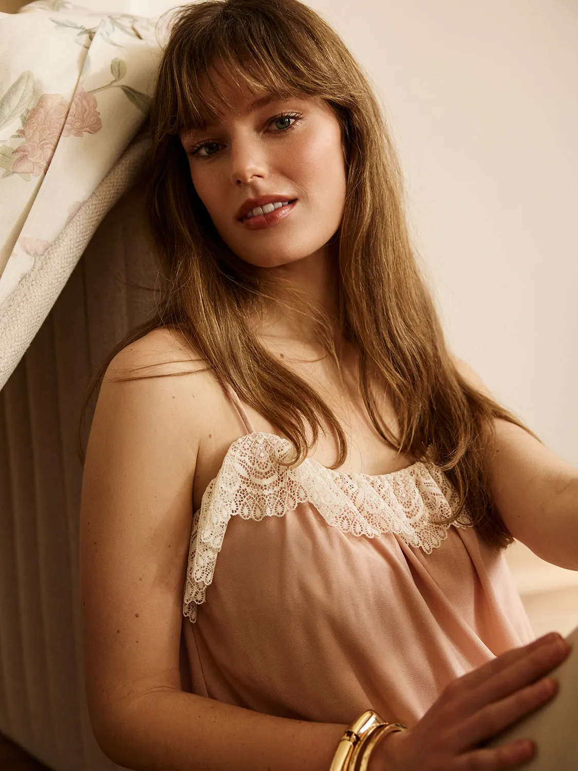 Lace Trim Bubble Hem Cami sold by Suzy Shier