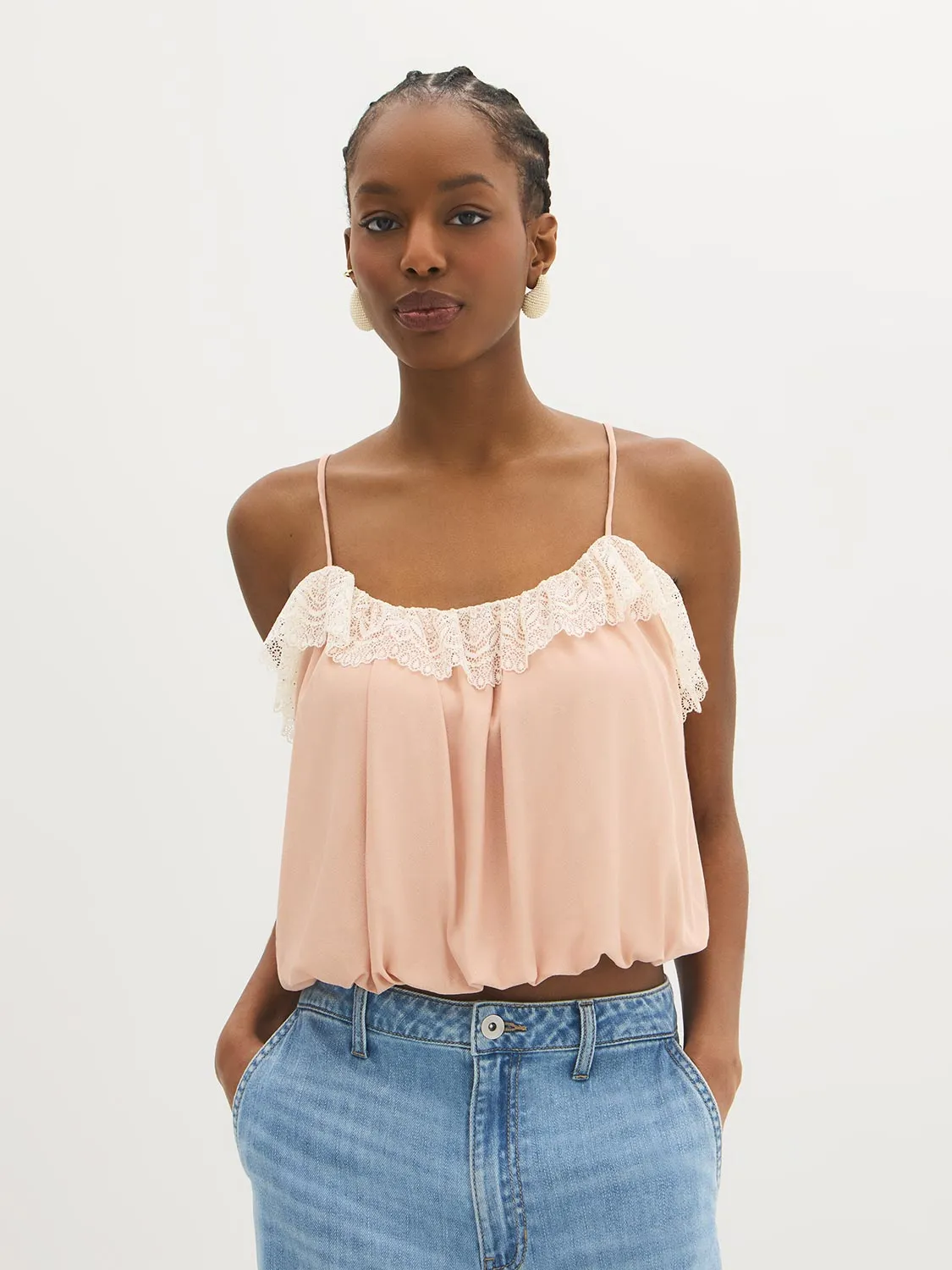 Lace Trim Bubble Hem Cami sold by Suzy Shier product image thumbnail 3