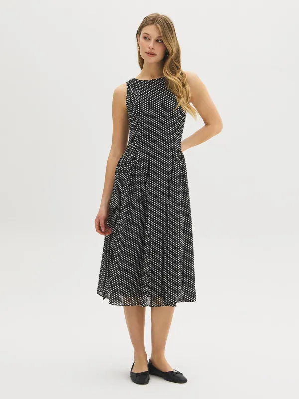 Sleeveless Polka Dot Midi Dress made by Suzy Shier