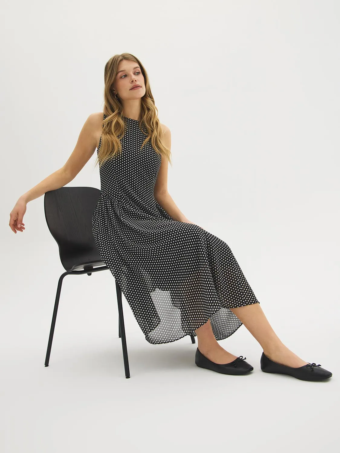 Sleeveless Polka Dot Midi Dress sold by Suzy Shier product image thumbnail 3