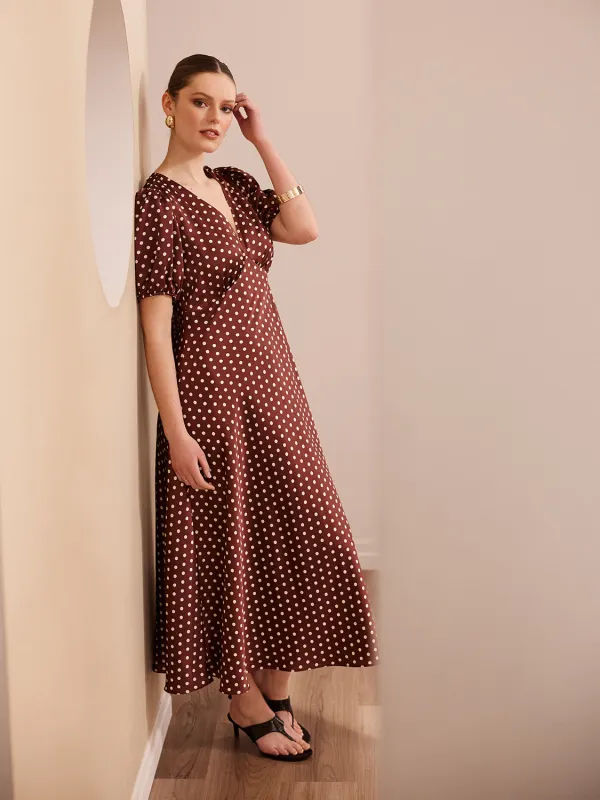Polka Dot Satin Midi Dress made by Suzy Shier