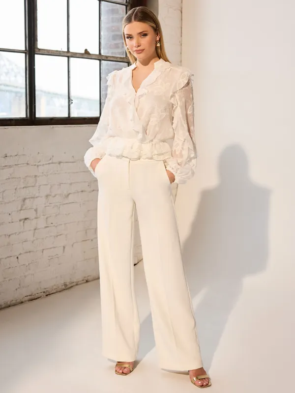 Off-White Wide Leg Pant made by Suzy Shier