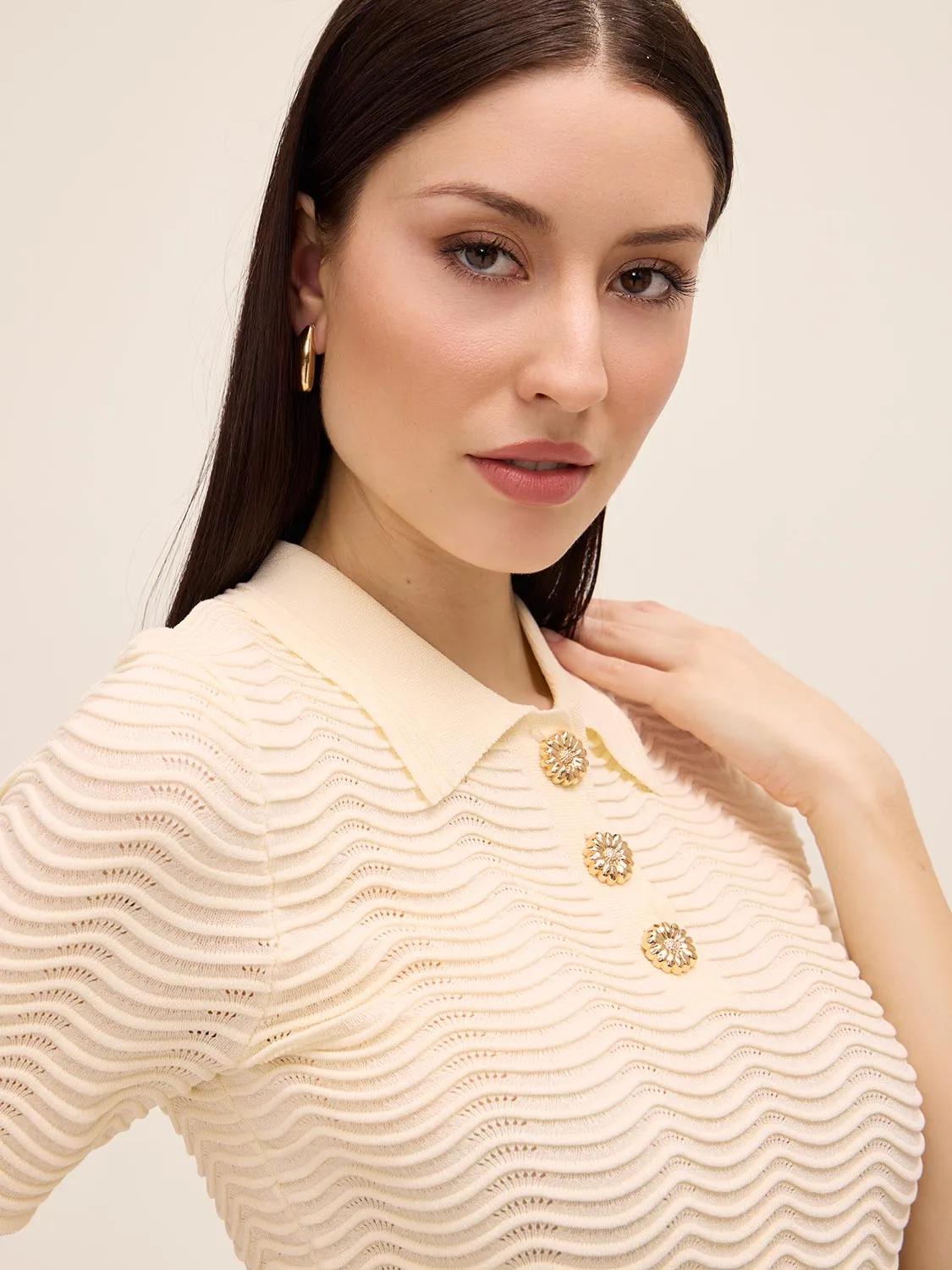 Wavy Ribbed Polo sold by Suzy Shier product image thumbnail 4