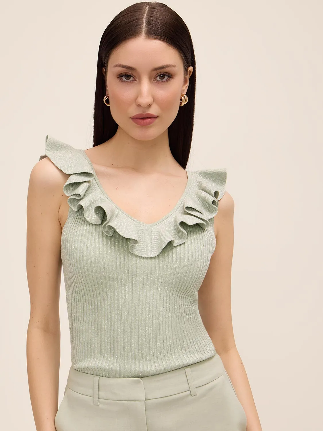 Metallic Ruffle Sweater sold by Suzy Shier product image thumbnail 5