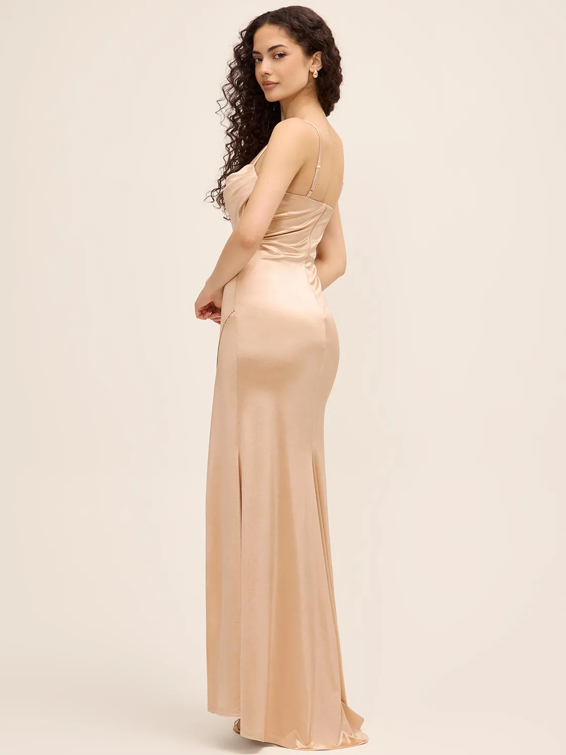 Cowl Neck Bustier Satin Gown sold by Suzy Shier product image thumbnail 5
