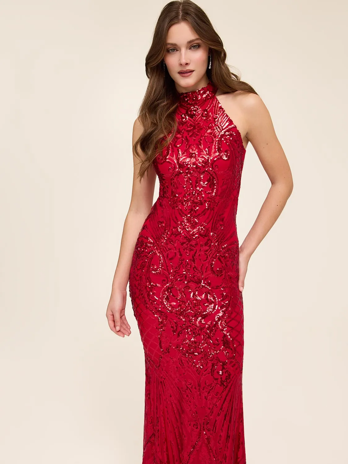 Halter Neck Sequin Gown sold by Suzy Shier product image thumbnail 3