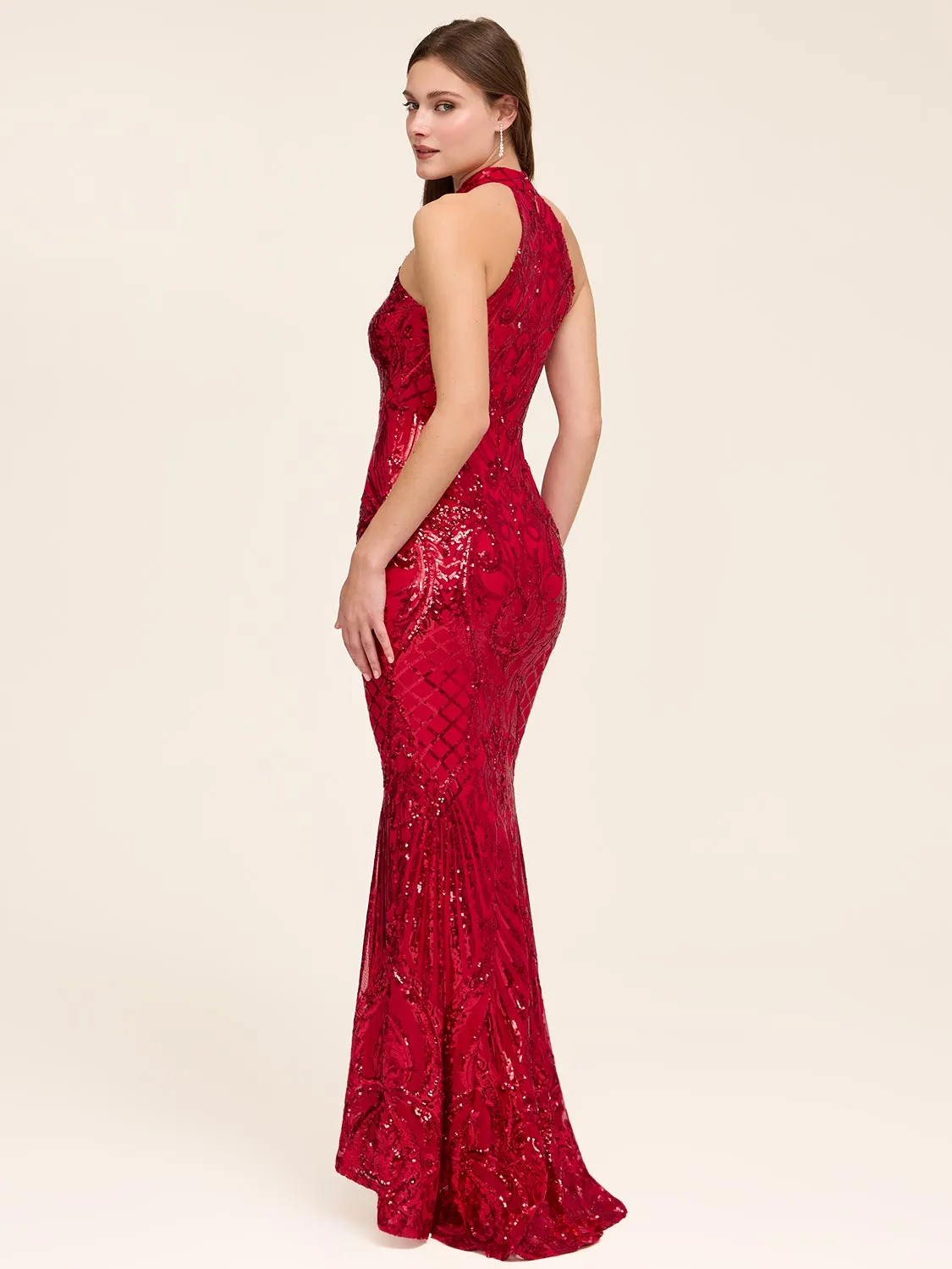 Halter Neck Sequin Gown sold by Suzy Shier product image thumbnail 2