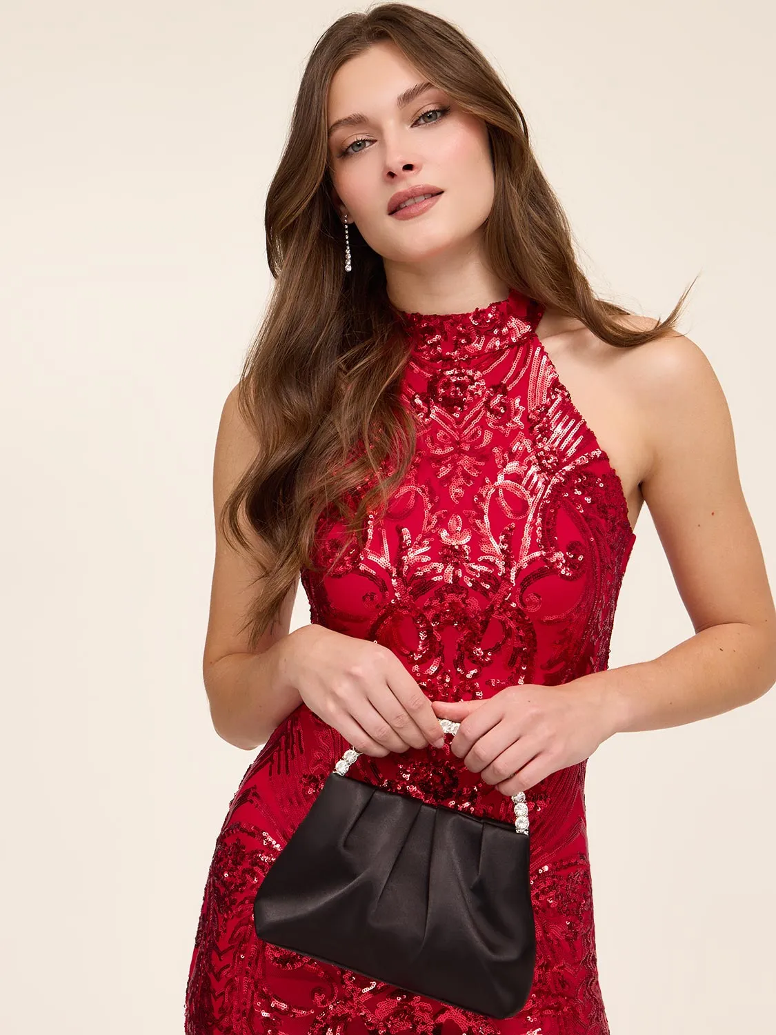 Halter Neck Sequin Gown sold by Suzy Shier product image thumbnail 5