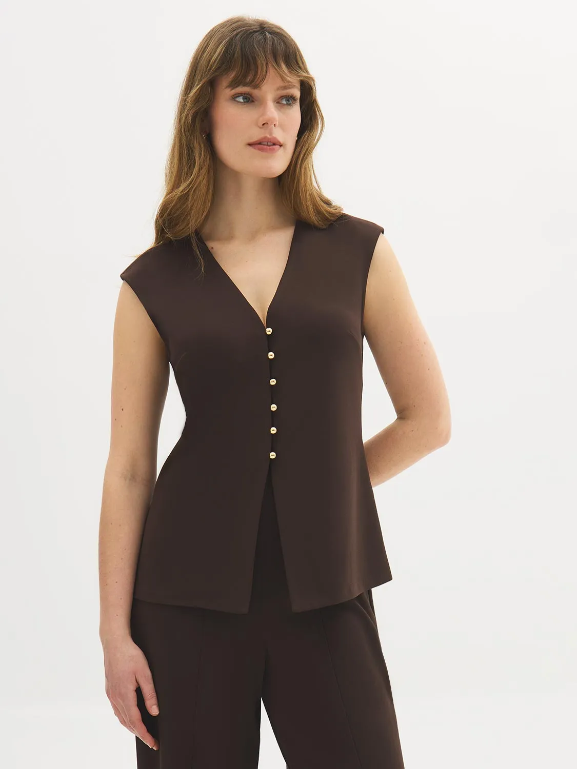 Sleeveless Crepe Vest sold by Suzy Shier product image thumbnail 4