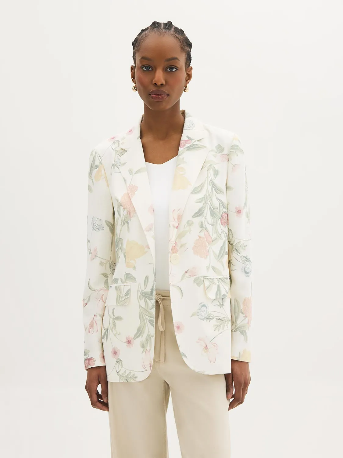 Floral Print Linen-Blend Blazer sold by Suzy Shier product image thumbnail 3