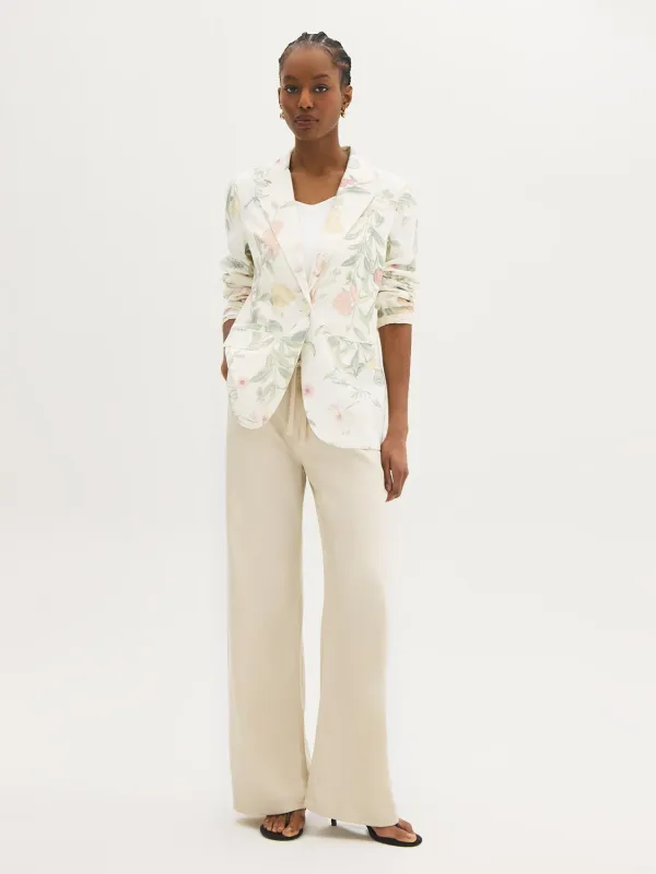 Floral Print Linen-Blend Blazer made by Suzy Shier