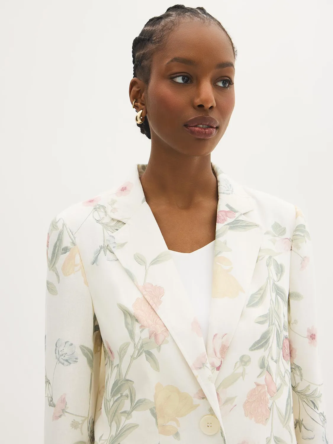 Floral Print Linen-Blend Blazer sold by Suzy Shier product image thumbnail 2