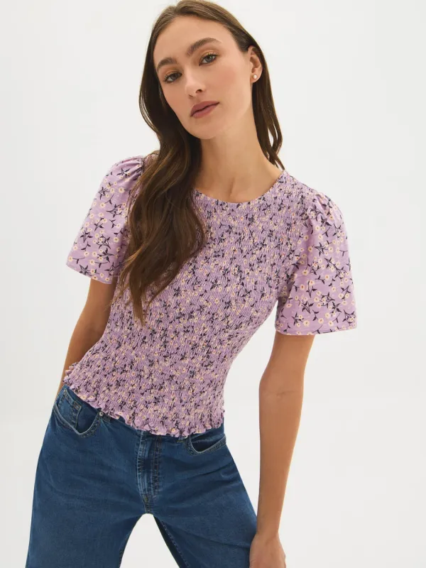 Cotton Ditsy Print Smocked Top made by Suzy Shier