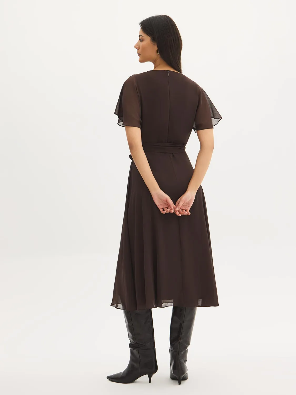 Textured Chiffon V-Neck Dress sold by Suzy Shier product image thumbnail 5