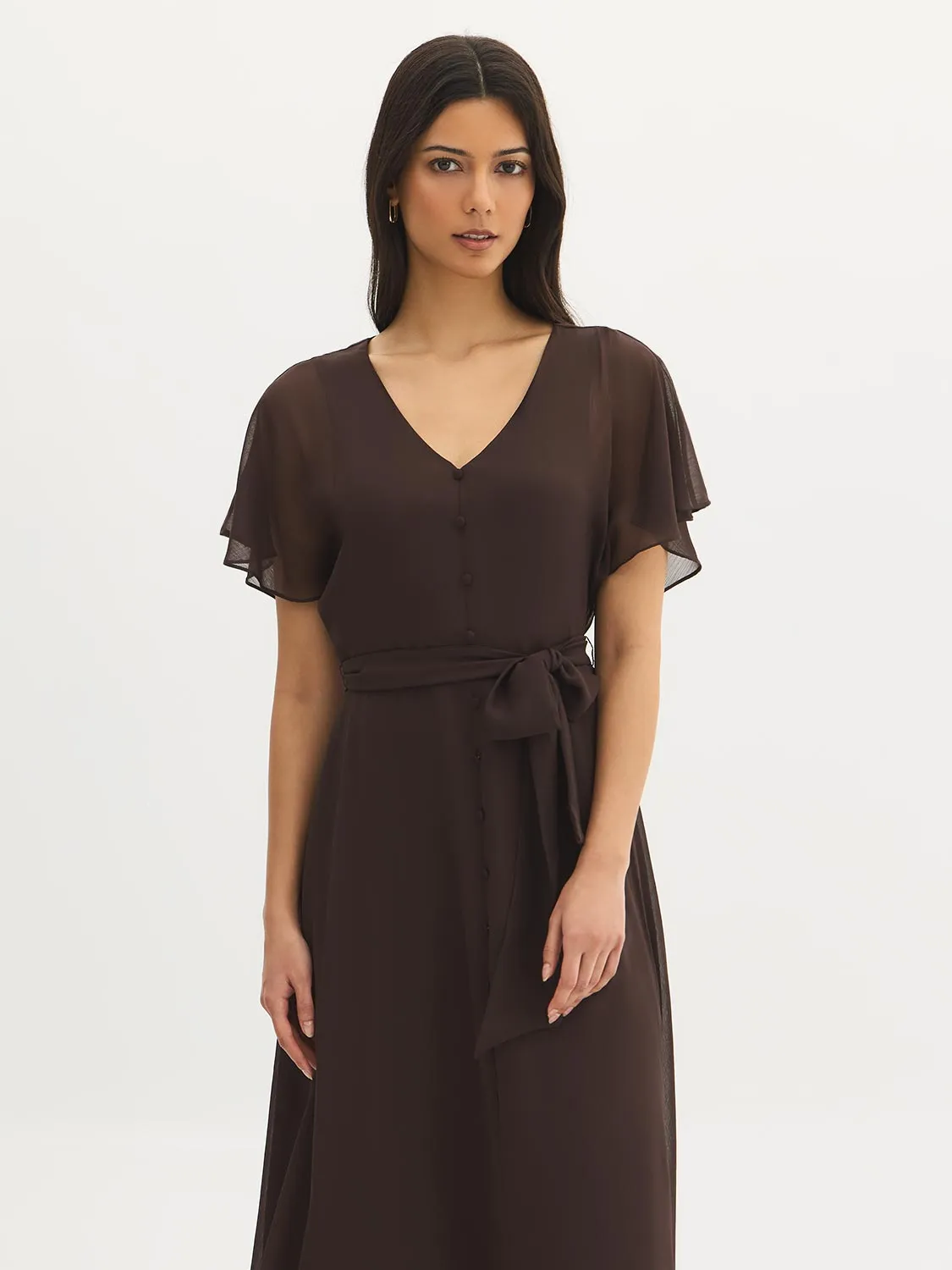 Textured Chiffon V-Neck Dress sold by Suzy Shier product image thumbnail 2