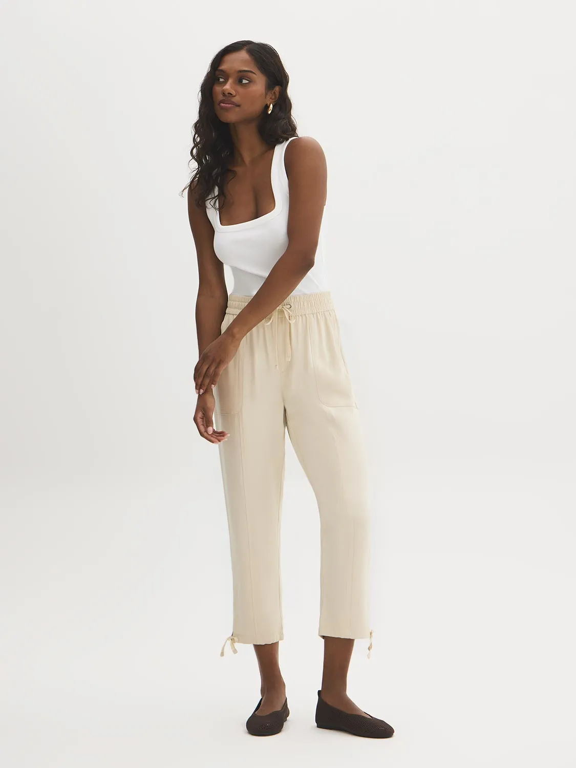 Drawstring Twill Capri Pants sold by Suzy Shier product image thumbnail 3