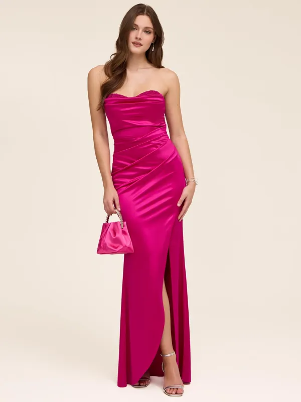 Strapless Satin Gown made by Suzy Shier