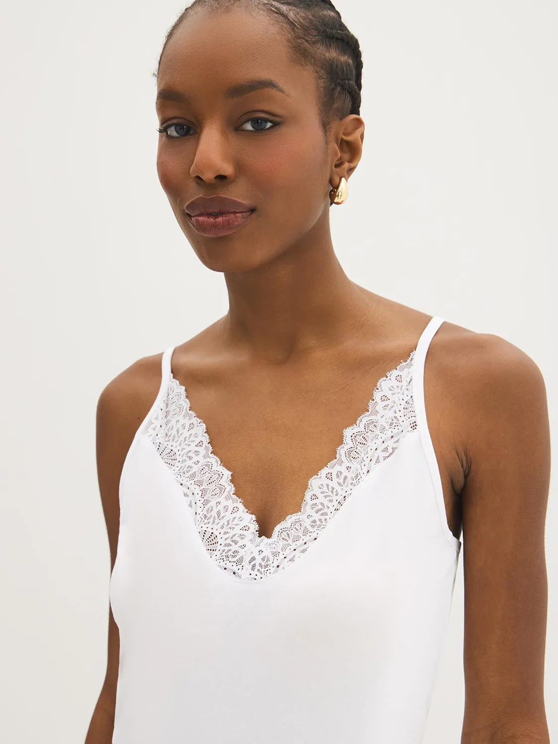 Cotton-Blend Lace-Trim Tank Top sold by Suzy Shier product image thumbnail 2