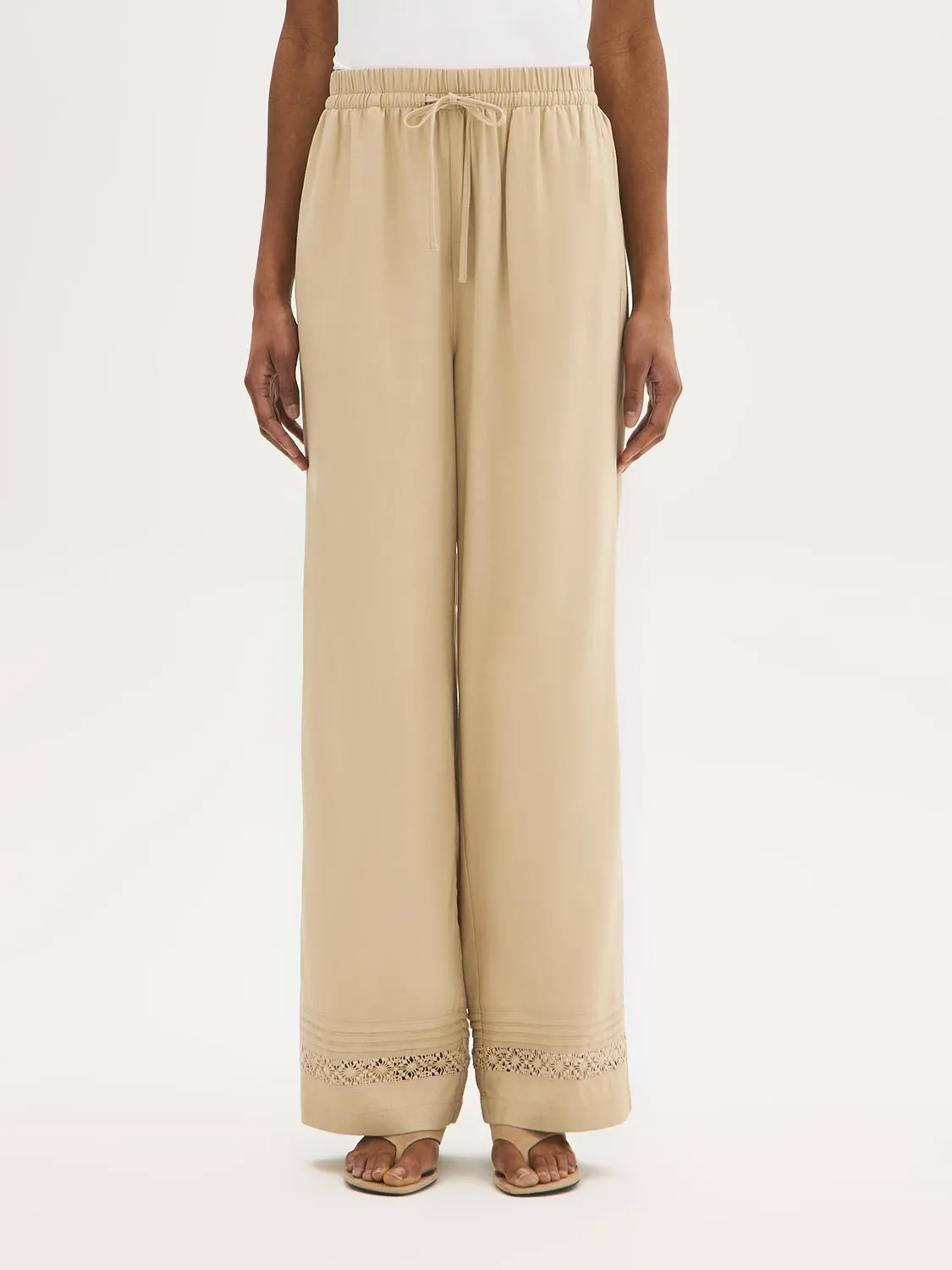 Crochet Trim Wide Leg Pants sold by Suzy Shier product image thumbnail 2