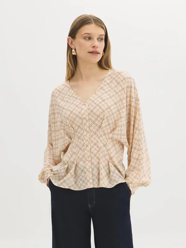 Printed Chiffon Batwing Blouse made by Suzy Shier