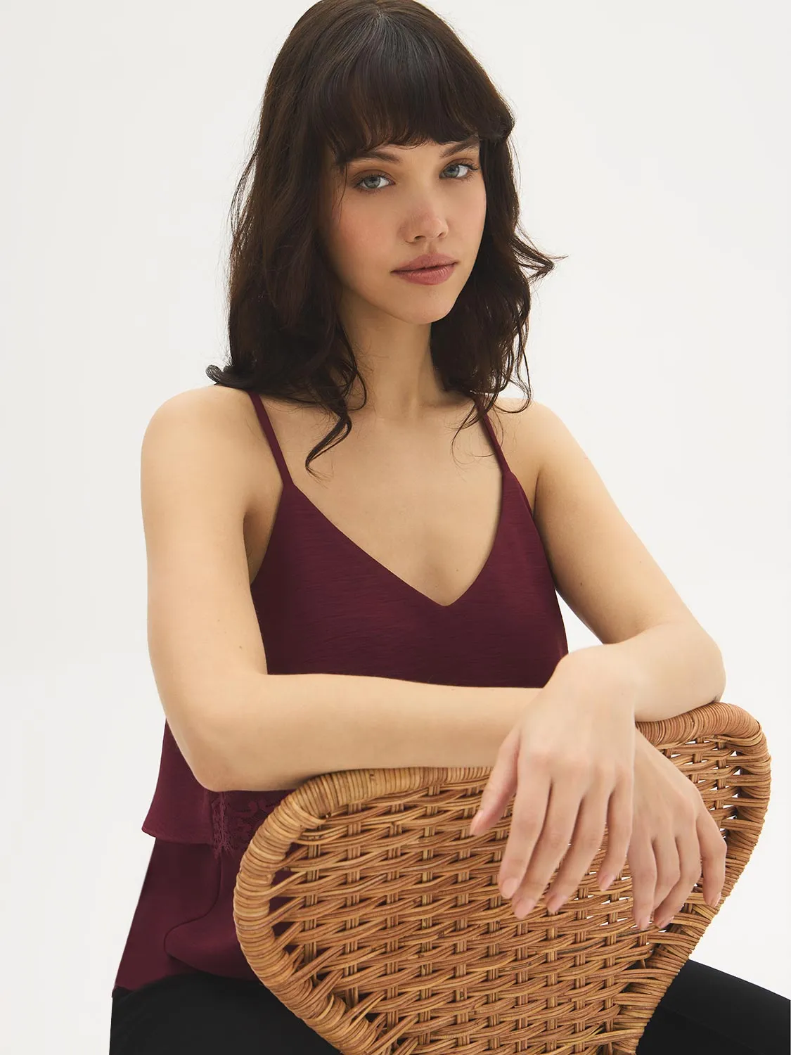 Lace Detail Crinkle Tank Top sold by Suzy Shier product image thumbnail 2