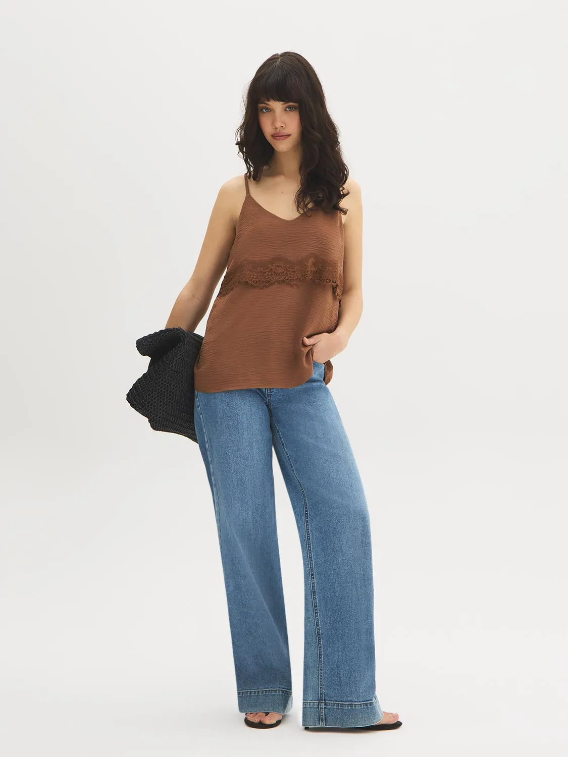 Lace Detail Crinkle Tank Top sold by Suzy Shier product image thumbnail 5