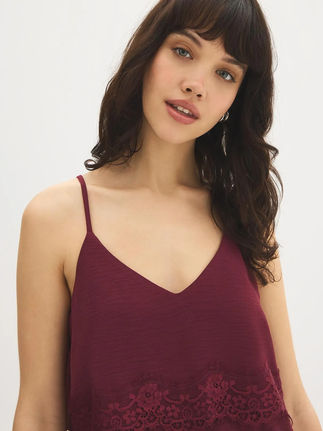 Lace Detail Crinkle Tank Top sold by Suzy Shier product image thumbnail 3