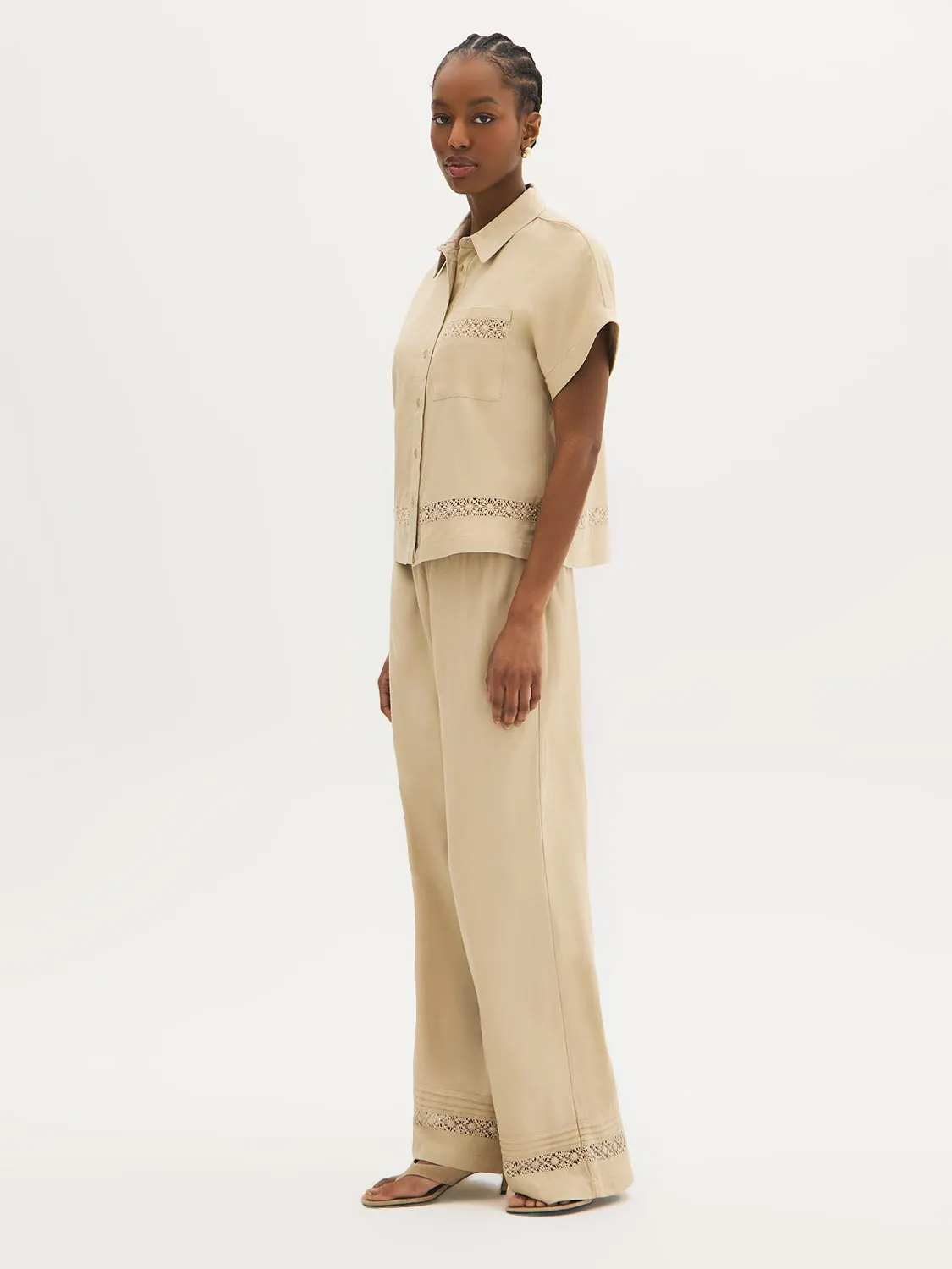 Crochet Hem Button-Front Blouse sold by Suzy Shier product image thumbnail 3