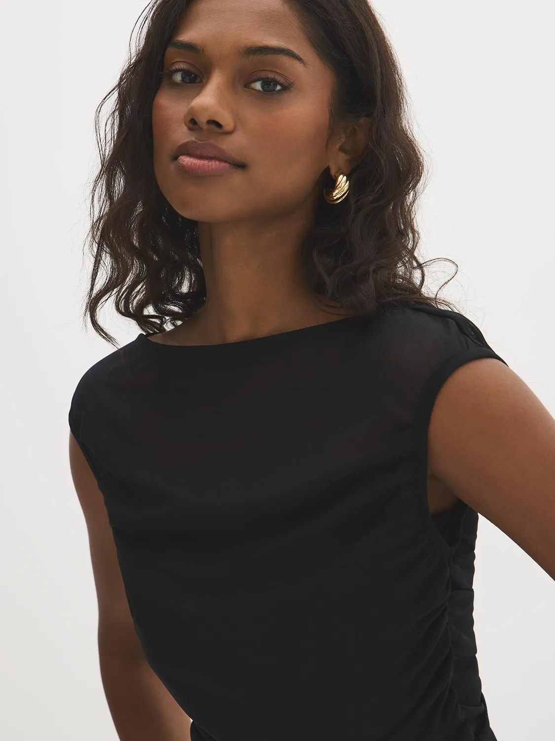 Mesh Illusion Boat Neck Top sold by Suzy Shier product image thumbnail 2