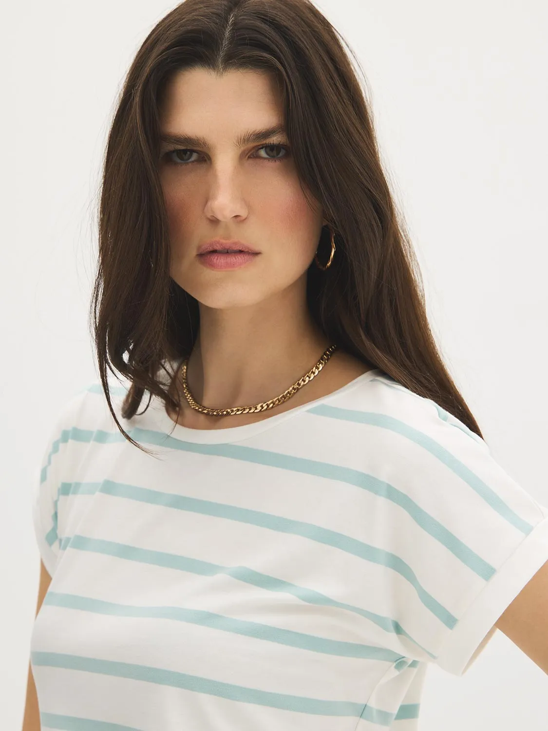 Striped Cuffed Dolman Sleeve T-Shirt sold by Suzy Shier product image thumbnail 2