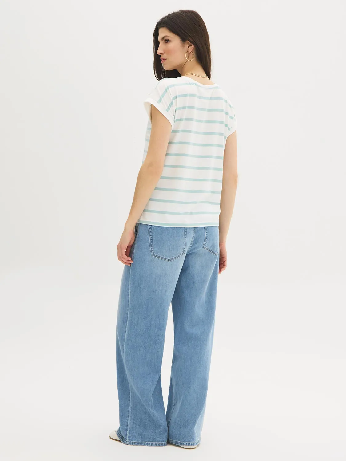Striped Cuffed Dolman Sleeve T-Shirt sold by Suzy Shier product image thumbnail 4