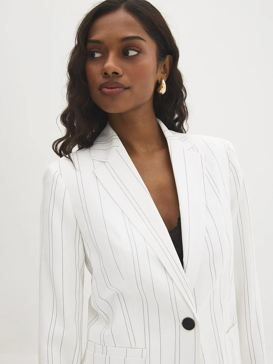 1-Button Striped Blazer sold by Suzy Shier product image thumbnail 3