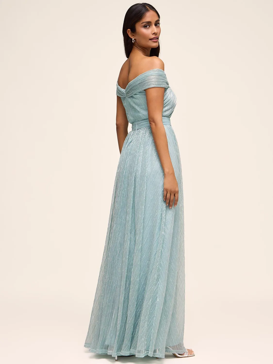 Off-The-Shoulder Metallic Gown sold by Suzy Shier product image thumbnail 4