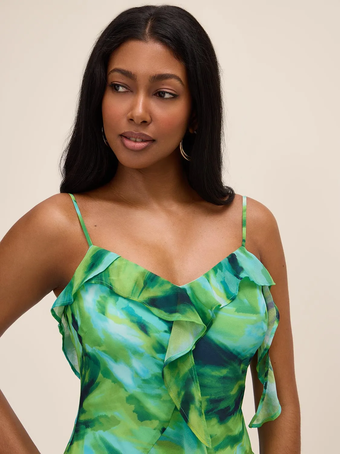 Printed Ruffle Chiffon Gown sold by Suzy Shier product image thumbnail 2